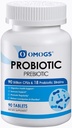 OMOGS Probióticos 90 bilhões de UFC 18 estirpes, com 3 prebióticos orgânicos e vitamina C, Suplemento Nutricional para Mulheres, Homens e Crianças, Apoio ao Metabolismo, Imunidade e Saúde Digestiva, Não-GMO, 90 comprimidos