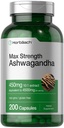 Horbäach Ashwagandha Supplement for Women and Men | 200 Capsules | Max Strength Herb Root Extract | with Black Pepper Extract | Non-GMO, Gluten Free