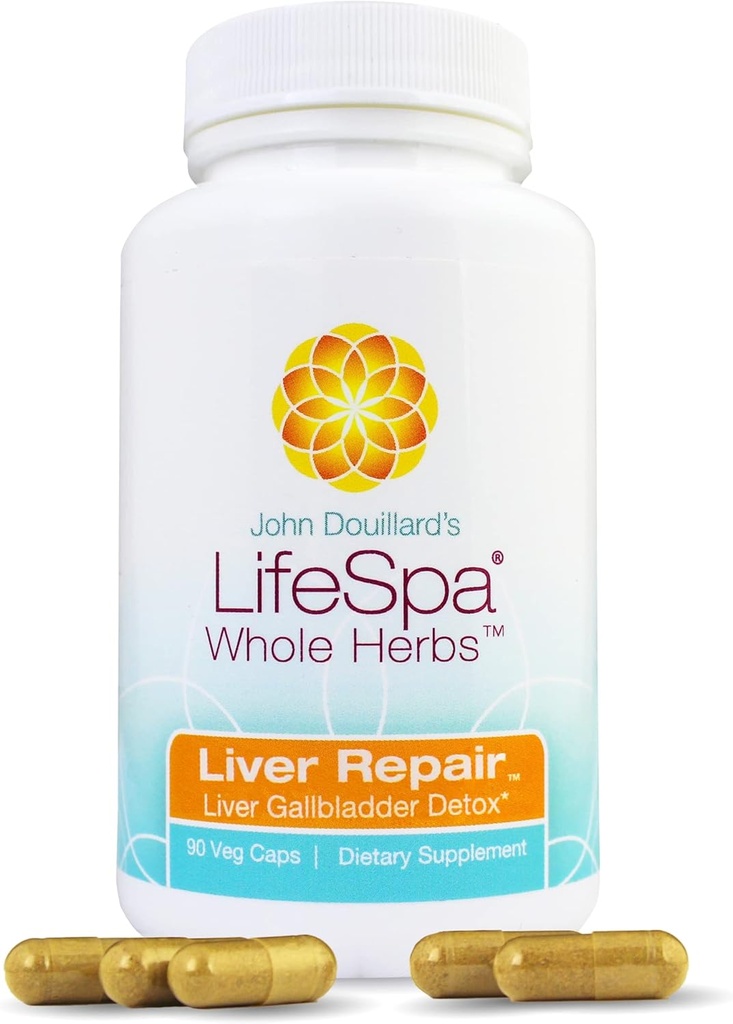 LifeSpa Whole Herbs Liver Repair | Liver Detox | Liver Cleanse and Repair | Integratori per la salute del fegato | Supports Liver and Gallbladder Detox | 90 Capsule | 475mg