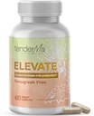 Elevate – Fenugreek-Free Lactation 补充 有机山羊的Rue,狮子的Mane,祝福Tetle & Brewer的Yeast – Vegan,非GMO 母乳喂养支持 60 Capsules