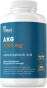 Dr. Tobias AKG Dopolnilo 1000mg na serviranje, Biorazpoložljiva Alfa Ketoglutarna kislina, Podpira celično energijo in dušikov oksid pretok, Vegan, Gluten-free, Ne-GMO, 180 Kapsule, 90 Serving
