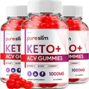 (3 paket) Pure Slim Keto ACV Gummies - Napredna Formula PureSlim Keto Plus ACV Gummies Apple Cider Vinegar Pure Slim ACV Gummies Dietni dodatek Ocene Moški Ženske (180 Gummies)