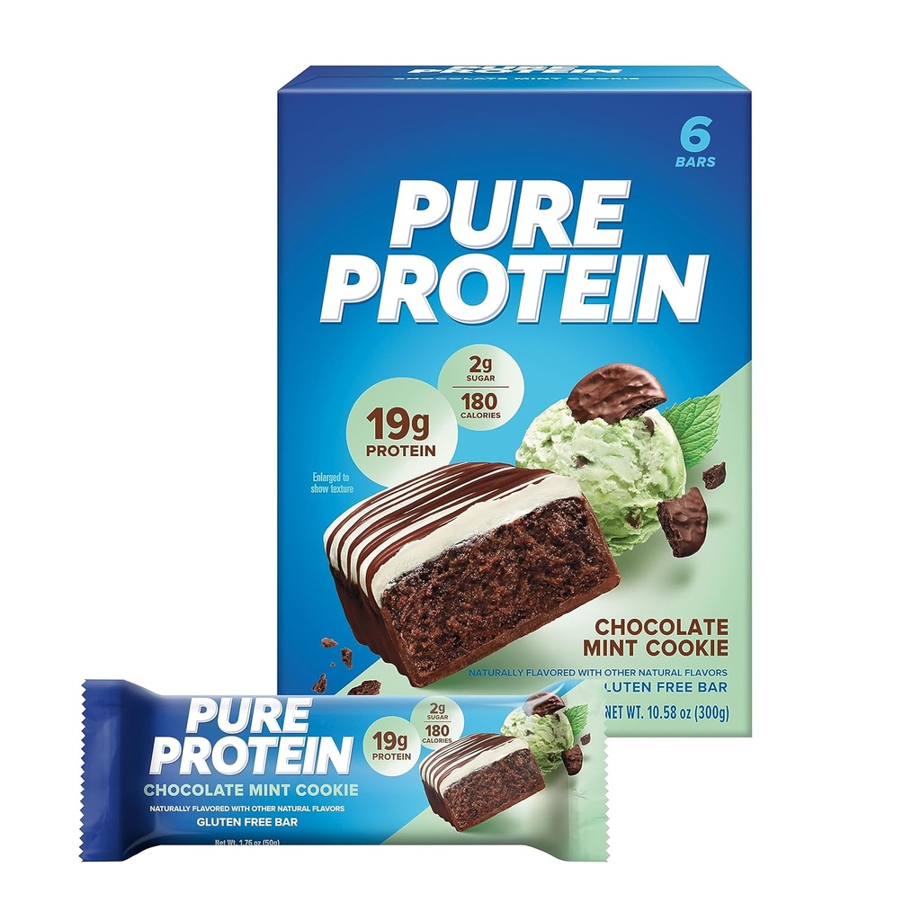 Pure Protein Bars, High Protein, Nutritious Snacks Energie zu unterstützen, Low Sugar, Glutenfrei, Schokolade Mint Cookie,1.76oz, 6 Pack