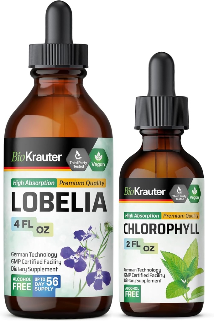 BIO KRAUTER Lobelia Tincture 4 Fl. Oz. & Chlorofill Tincture 2 Fl. Oz.