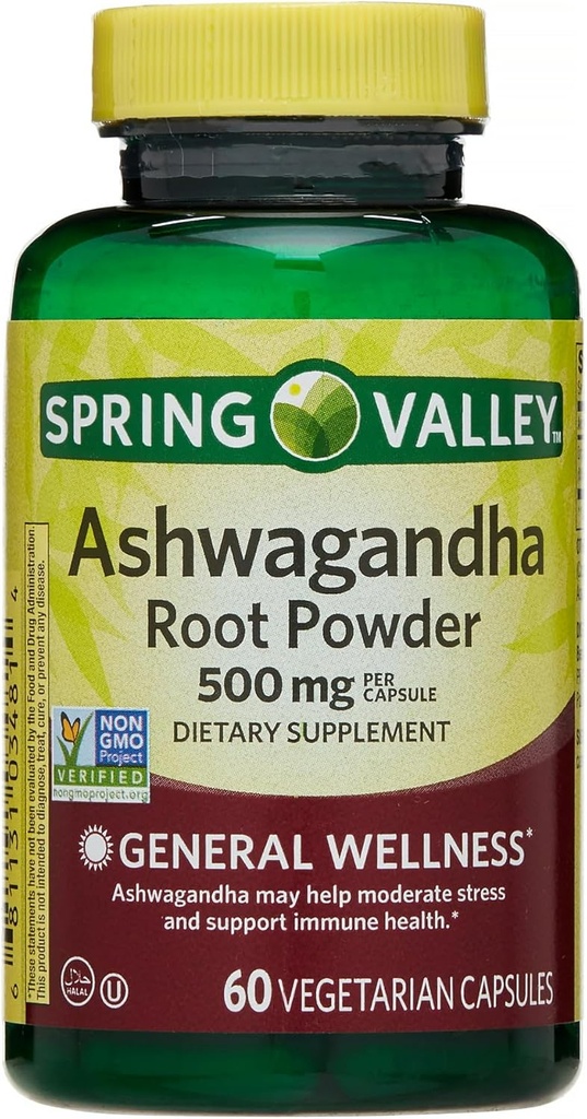 IKJ Ashwagandha Root Powder Splošno Wellness Prehranska dopolnila vegetarijanske kapsule, 500 mg, 60 Število