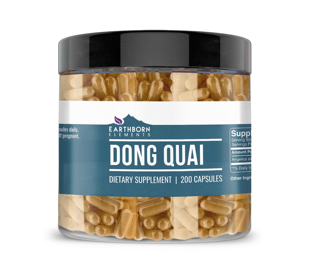 Earthborn Elements Dong Quai 200 Capsules, Pure & Undiluted, No Additives