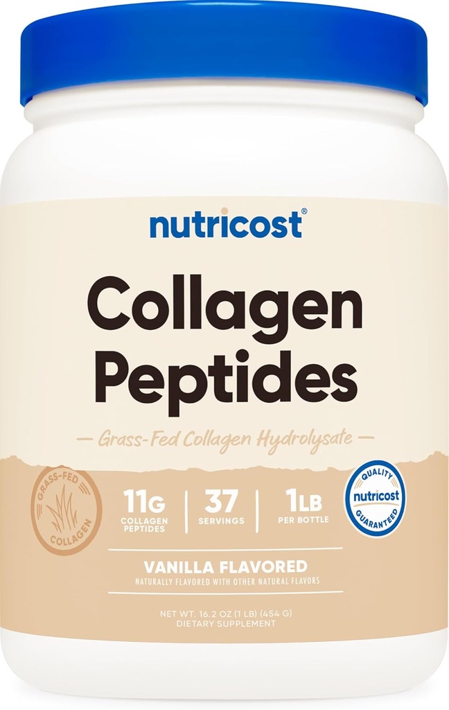 Nutricost Collagen Peptides Powder 1LB (454 G) (Vanilla) - Gras Fed Bovine Collagen Hydrolysat