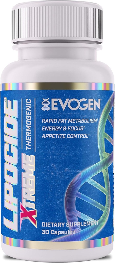 Evogen Nutrition Lipocide Xtreme Note 124; Maksimal styrke enkelt kapsel Extreme Fat Burner, Dynamin, Capsimax, Bioperine