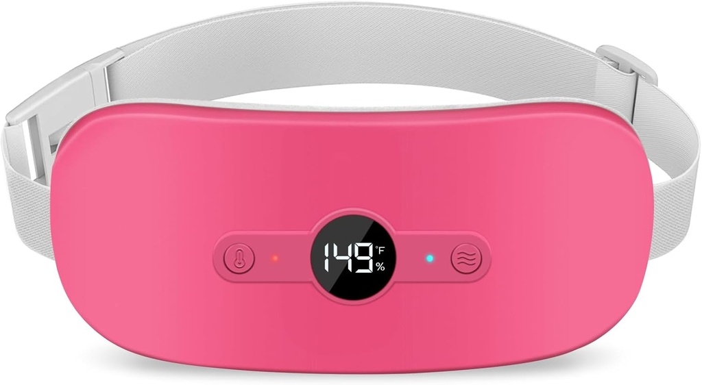 Pad de incalzire nowWish pentru perioada Crampe de ajutor durere, Portable electrice cu fir de incalzire menstrual Pad reîncărcabil cu 6 niveluri de caldura si 6 Moduri de masaj, Cadouri de Craciun pentru femei adolescente, rosu