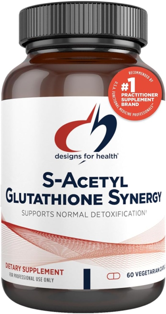 Egészségügyi S- Acetyl Glutatione Synergy - 200mg S- A- GSH NAC + B6 - Non-GMO antioxidáns kiegészítés a normál méregtelenítés támogatására (60 kapszula)
