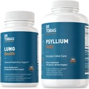 Dr Tobias Lung Health & Psyllium Daily Supplements, Lung Cleanse & Detox Formula, stöder hälsosamma tarmrörelser med Psyllium Husk, Vitamin C, Butterbur, Quercetin, Daily Fiber och Lung Supplement