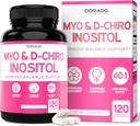 Myo- Inositol i D-Chiro Inostisol suplementari per a Dones (120 Capules, 2050mg Per Servint Ideal 40: 1 Relació Mynositol) Salt horitzontal per a Dones - Tercer Partit Tested, Vegan Safe i USA Mat