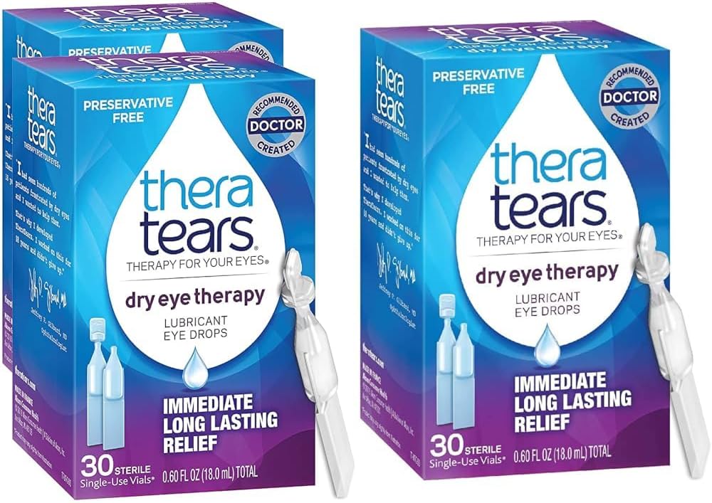 TheraTears Dry Eye Therapy Eye Drops Preservative 30 Vials 2 Pack Therapy Dry Eye Lubricating Eye Drops Preservative Free 30 Single- Gunakan Vials