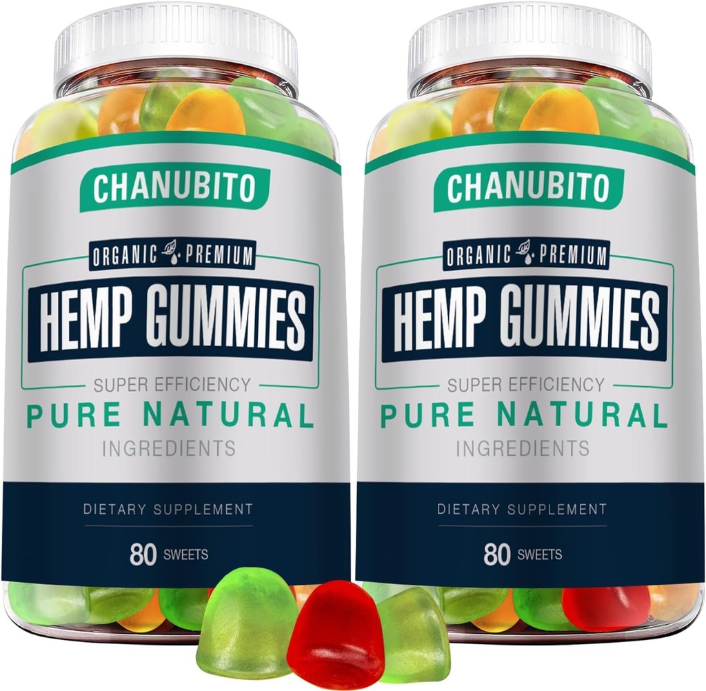 Hemp Gummies (2 Packs) Yetişkin üçün Organic Hemp Supplement High Potency - Pure Hemp Oil Ekstraktı ilə - Natural Edibles Gummy-Vegan, Non-GMO, Aşağı Sugar Sugar Sugar