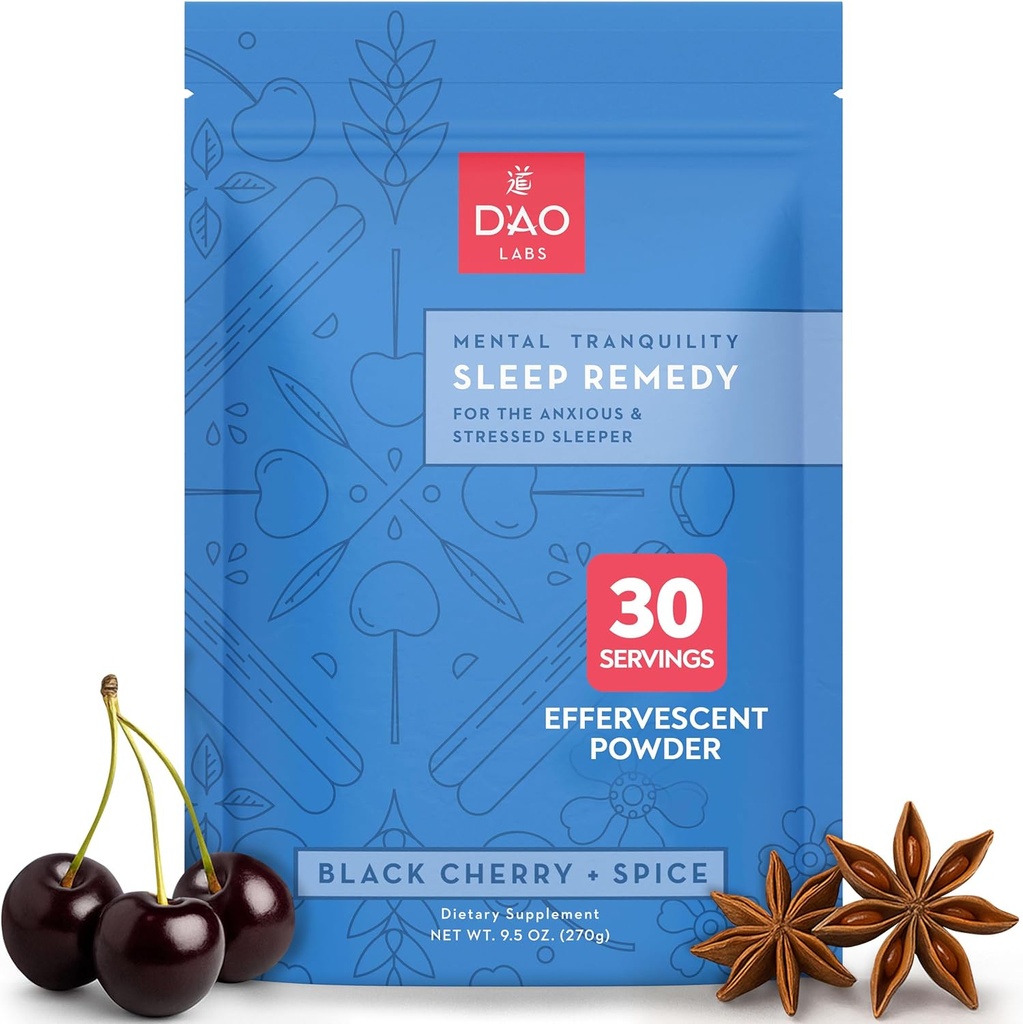 D'AO Labs Mental Tranquility - Non-Habit Forming - Mental coolness supplement - Stress rest " Tranquil Powder - GUI Pi Tang Traditional Chinese Herbal - Black Cherry " Spice Flavor - 30 Servings