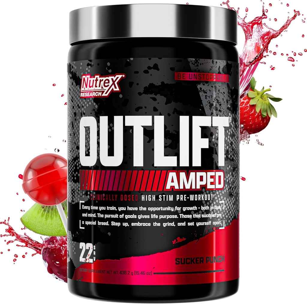 Amped Max Dosed High STIM Pre Workout Powder, 6G Citrulline, 3,2G Beeta-alaniin, Alpha GPC, CognatiQ, Extreme Energy, Massive Pumps, Tugevus, Elektrolüüdid, Nootropics, Fruit Punch, 22 Servings