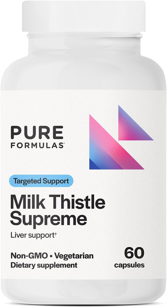 PureFormulas Milk Thistle Supreme 250 mg – Liver Health & Antioxidant Support – Non-GMO Vegetarian Capsules – 60 Count