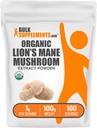 BulkSupplements.com Organic Lion's Mane Mushroom Extract Powder - Lions Mane Supplement Powder, Superfood for Well-Being - Vegan, 1g per Serving, 100g (3.5 oz) (Pack of 1)