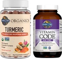 Garden of Life Organics Turmeric Inflammatory Response Gummy, 120ct & Vitamin Code High Potency Raw Zink, 60ct