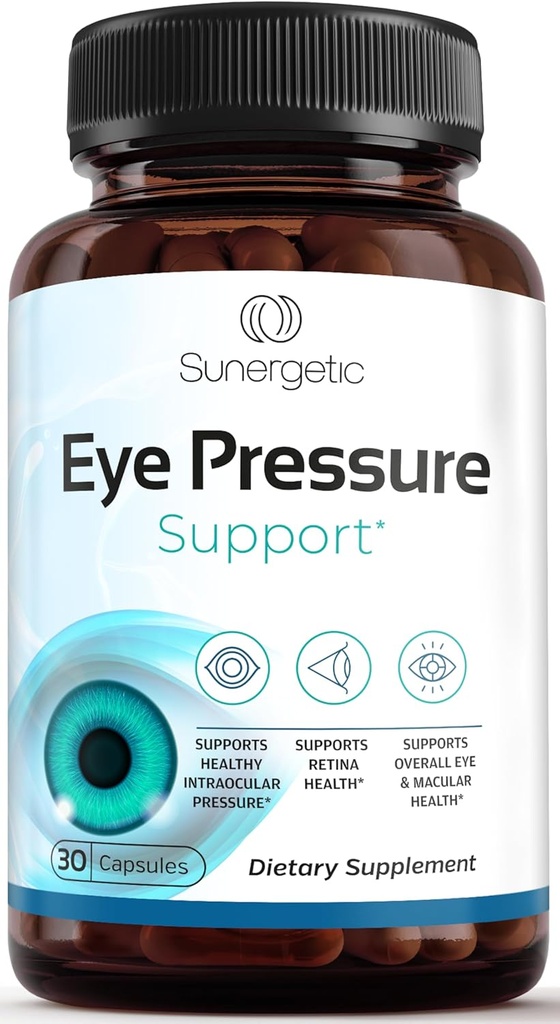 Sunergetic Premium Eye Pressure Support Supplement - Augendruck Supplement mit Safran, Lutein, Zeaxanthin, Bilberry & Pine Bark - Unterstützt Ocular Health & Overall Vision - 30 Count