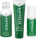 Biofreeze Pain Relief Rolll-On 2.5 FL OZ, Gel 3 FL OZ, Dan Semprot 3 FL OZ Variety Pack Topical Pain Reliever For Muscles And Joints From Arthritis, Backache, Strains, Bruises (Paket May Vary)