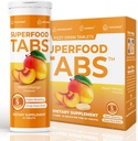 Superfood Tabs skinnytabs Anti-Bloat Cleanse Drink med 15 Superfoods | Stöder Digestion, Energy & Cravings | Vegan, Non-GMO | 30 Effervescent Tabs - Peach Mango Flavor