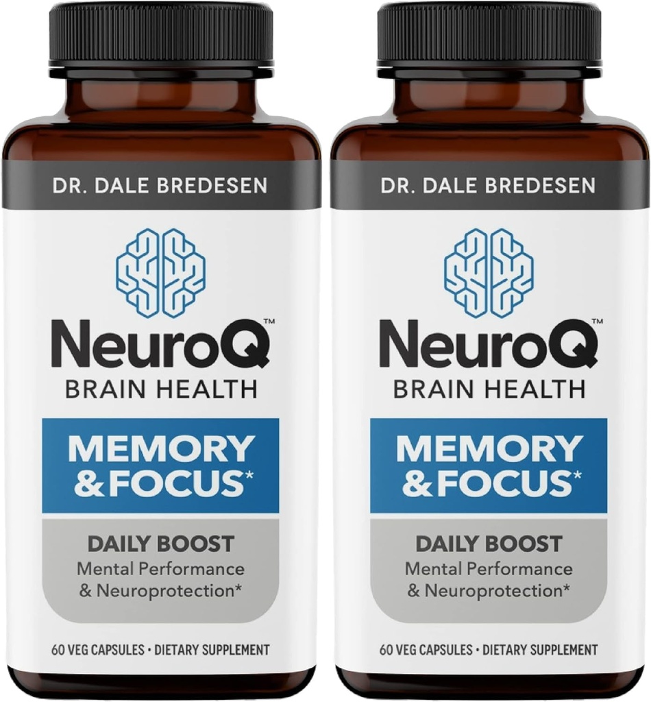 NeuroQ Memory & Focus - Boosts Cognitive Performance & Brain Function - Neurosuojaus Formula Dale Bredesen - Gotu Kola Ginkgo Fosfatidylserine & Propolis - 60 kapselia (paketti 2)