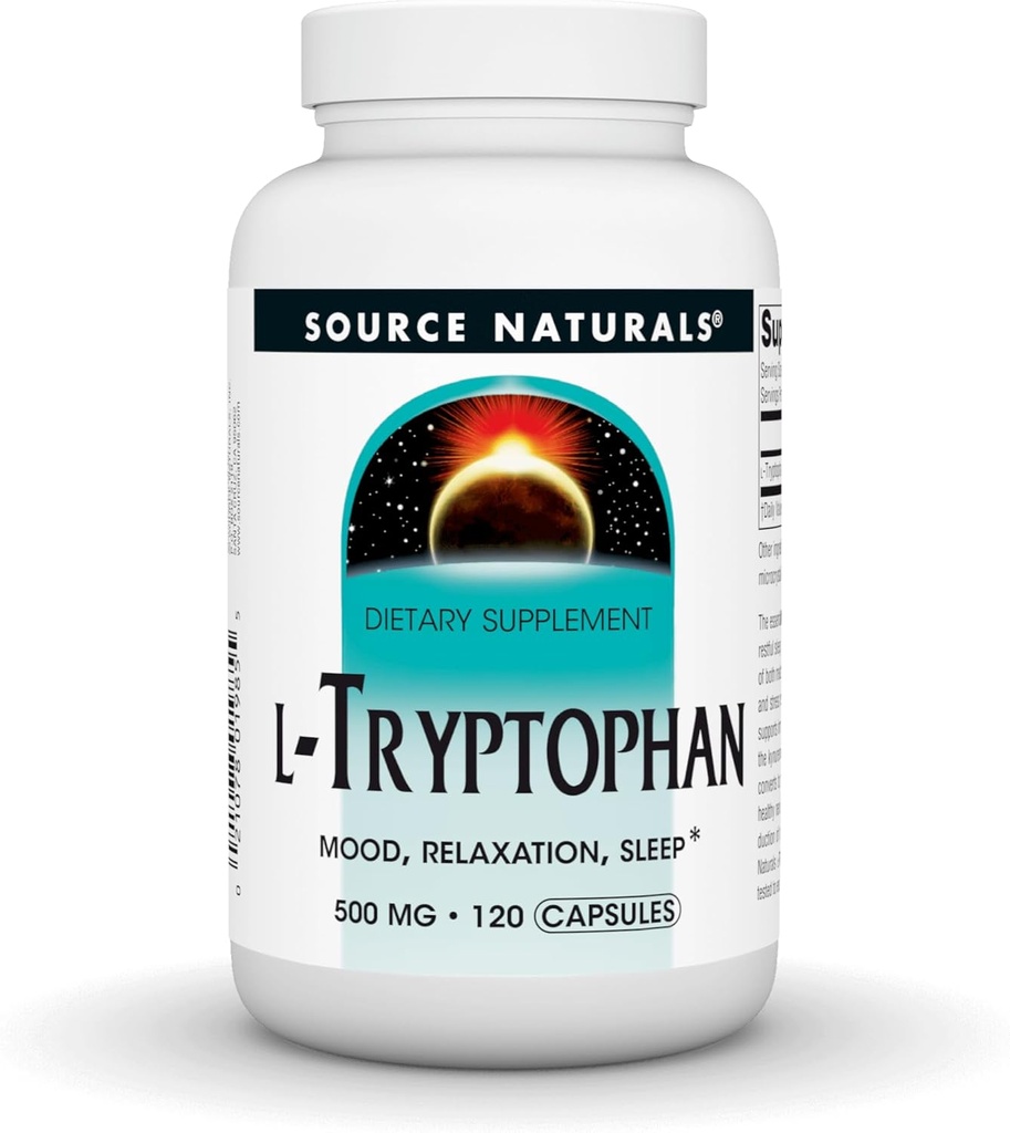Източник Naturals L-Tryptophan, for Mood, Relaxation, and Sleep*, 500mg - 120 капсули