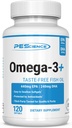 PEScience Omega-3 +, 440mg EPA і 240mg DHA Fish Oil Supplement, Легко ковтнути невеликий розмір м'якого гелю, Ні смак, 60 сервінги