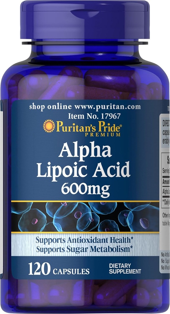 Puritan's Pride Alpha Lipoic Acid 600 Mg, 120 Število
