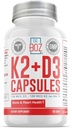 Dr. Boz - K2+D3 Capsules, 66 Servings - Vitamine D3 K2 Supplement met BioPerine - Bone & Heart Health - Enhanced Absorptie - Quality Tested - Made in The USA - 5000iu (D3) - 400iu (K2) - Self Care