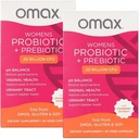 2 Pack Omax Prebiotics & Probiotics Complex for Women, pH Balance, Vaginal Health, Urinary Tract, Yeast, UTI/BV Prevention, Bloating pH 20 Billion CFU | Vegan, Organic, Gluten Free, 60 Vege-Capsules