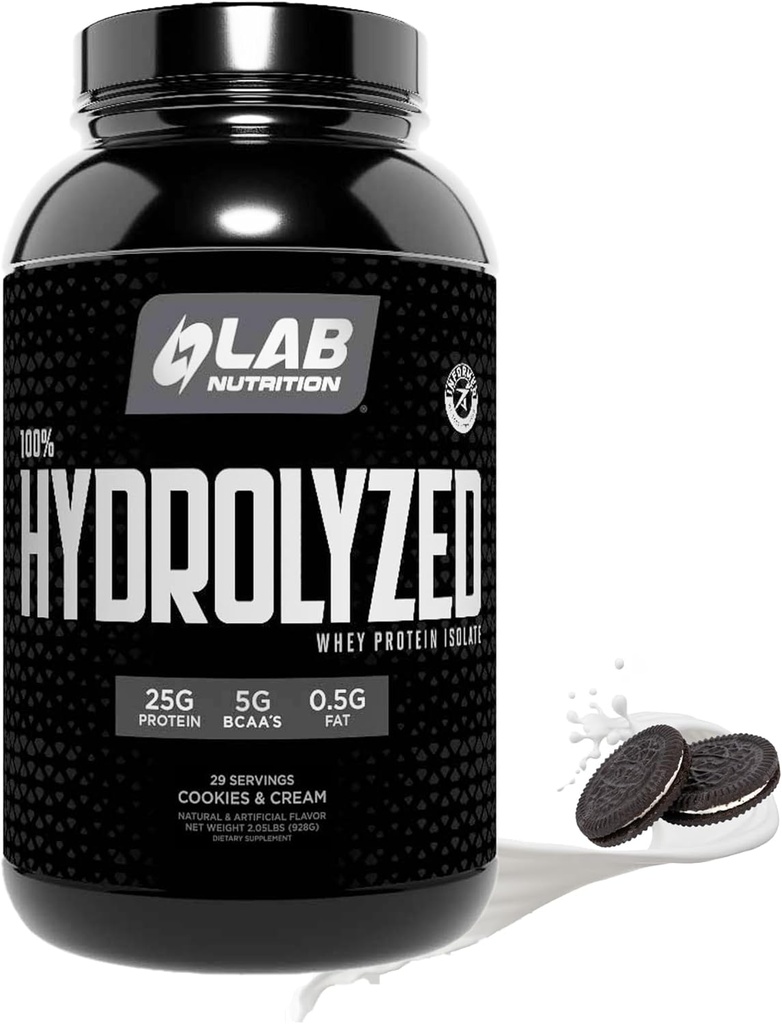100% Hidrolyzed Whey Protein Isolate (2 Pound, Cookies və Krem Flavor) 25gr Protein, Build Muscle, Lean Muscle Growth, Easy Digestion, Gluten Free, Lactose Free, Fast Absorbing.