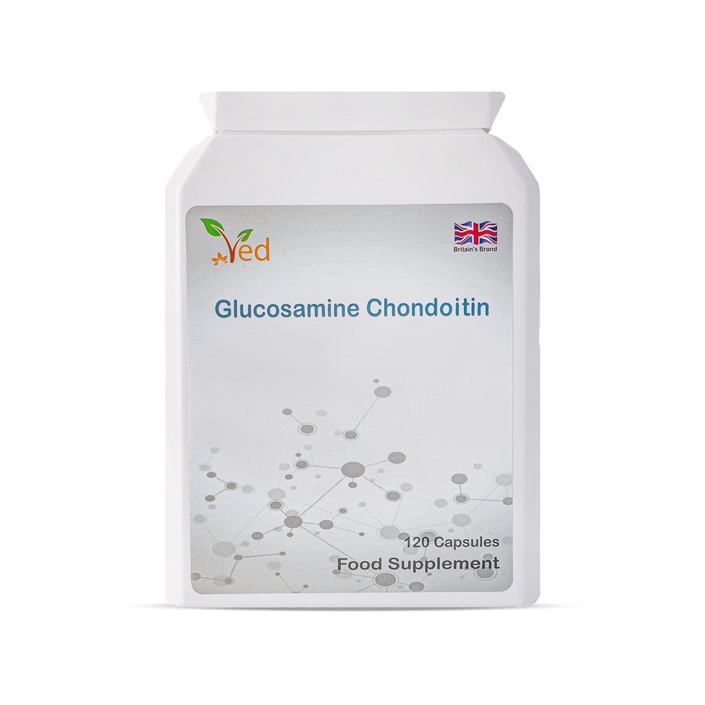 VED Glucosamine Chondroitin Turmeric Vitamin C | Joint Support Supplement |Non-GMO, Gluten Free | 120 Capsules | 60 Days Supply.