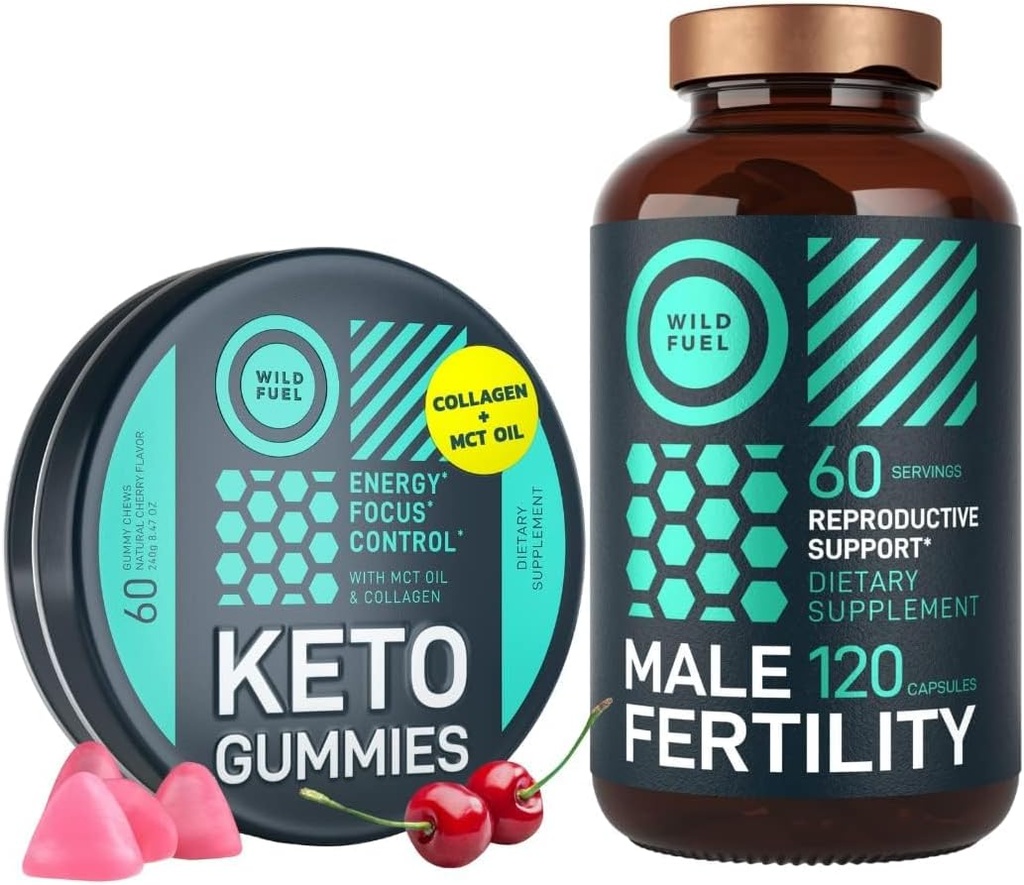 WILD POLTTOAINE Mies hedelmällisyys täydentää ja Keto Gummies Terveys ja energia Bundle