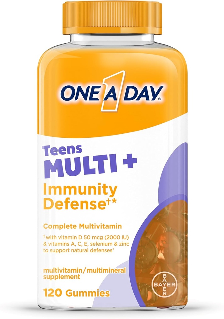 Un dia de Defensa d'Imunitat Gumpts amb suport d'Imunitat amb vitamina A, C, E, Selenium i Zinc, 120 comte