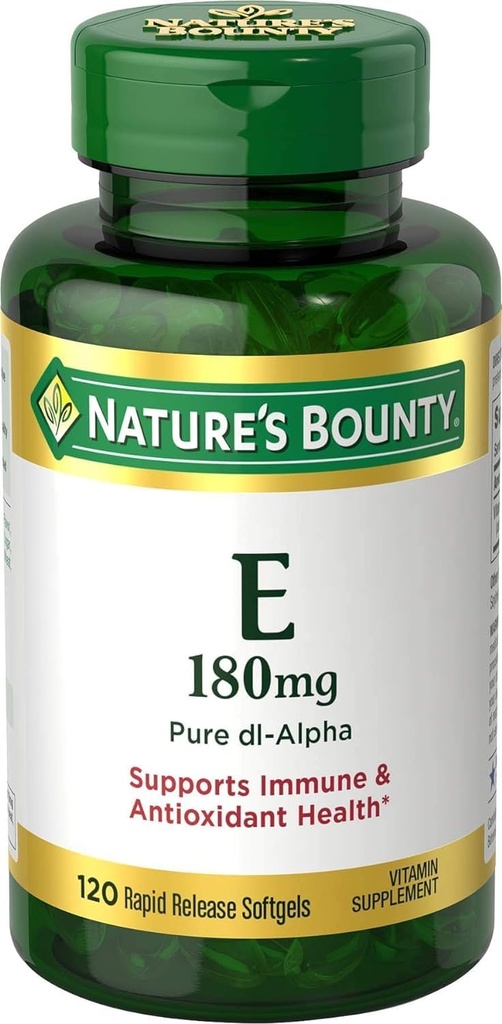 Nature's Bounty Vitamin E 400 IU Softgels Pure DL- Alpha 120 Soft Gels (Pack of 2)