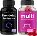 NuttraChamps Liver Cleanse Detox Capsules dan (2-Pack) Kapak Multivitamin Perempuan Bundle