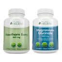 Purely Holistic Hawthorn Berry 665mg + Magnesium Glycinate 400mg + 150 Capsules & 270 Tablets - Vegan Bundle - Made in The USA