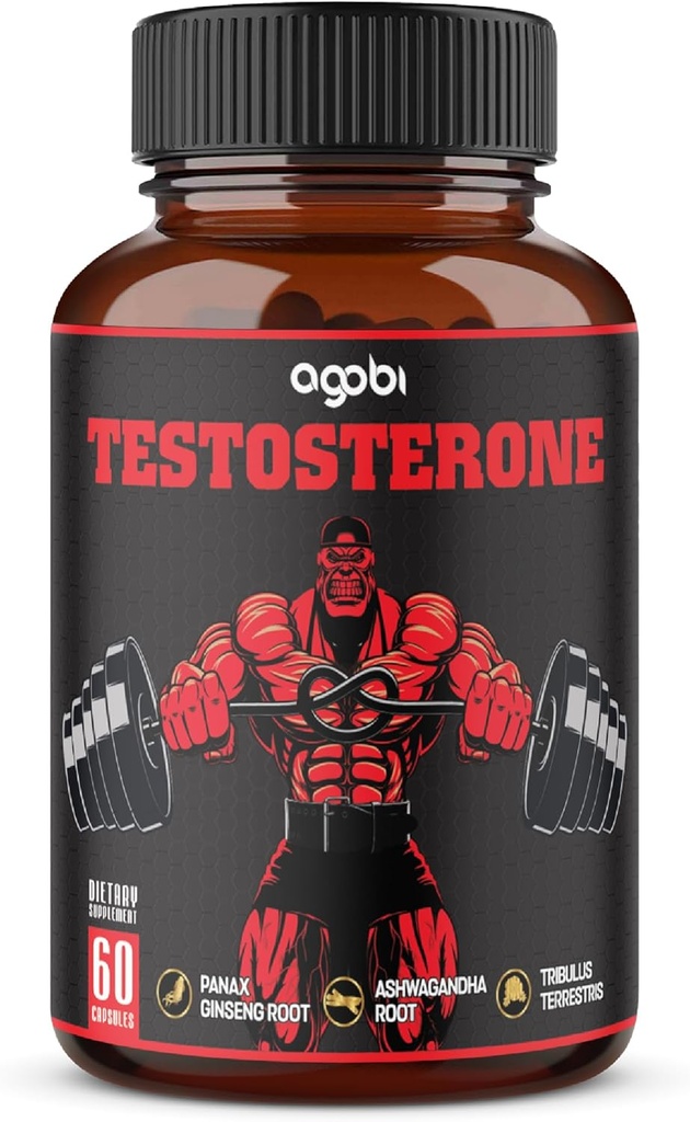 agobi Testosteron supplement voor mannen - 11 kruiden - Ashwagandha, Tribulus, Ginseng & Meer - 60 capsules voor 1 maand