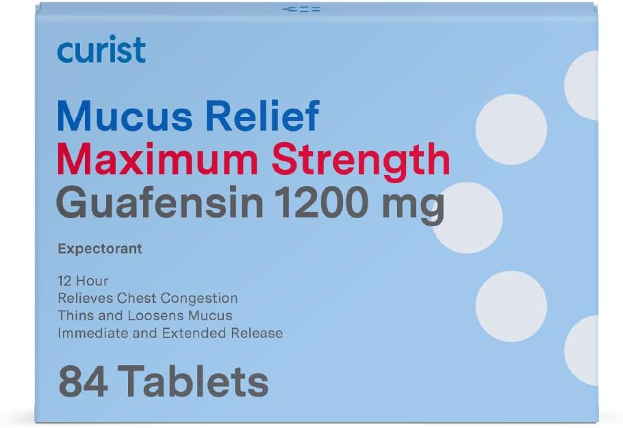 Curist Guaifenesin Mucus Daxili 1200 mg Maksimum Güclü OTC - 84 Count Extended Release Tablets - Mucus Clear Congestion azaldılması (84 Count Tablet Bulk Paket)