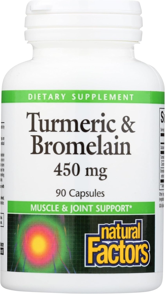 Factors, Turmeric " Bromelain 450 mg, Muscle and Joint Support, 90 Capsules