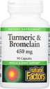 גורמים טבעיים, Turmeric & Bromelain 450 מ"ג, שריר ותמיכה משותפת, 90 קפסולות