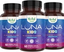 Nested Naturals Luna Kids Supplément de sommeil - pour les enfants et les adultes sensibles à la mélatonine - Supplément à base de plantes doux avec la camomille, la mélatonine et la valériane - 180 comprimés à croquer (60 par bouteille)