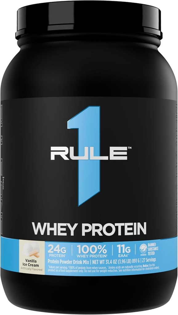 Regel 1 Whey Protein – 24g Fast-Acting Protein aus All-Whey-Quellen mit natürlich vorkommenden EAAs & BCAAs für Workout Recovery oder jederzeit Verwendung (2 Pfund*, Vanilla Ice Cream)