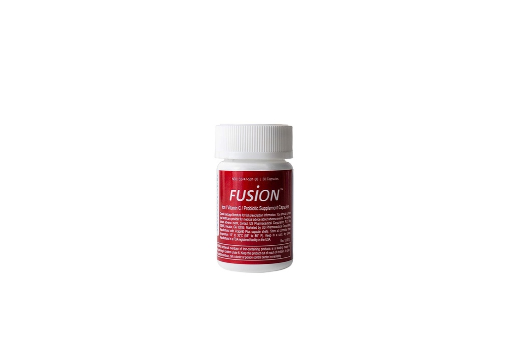 Fusion Iron Supplement - 65 mg Ferrous Fumarate - 65 mg Polysaccharide Iron Complex Boosted by Patented Probiotics and Vitamin C