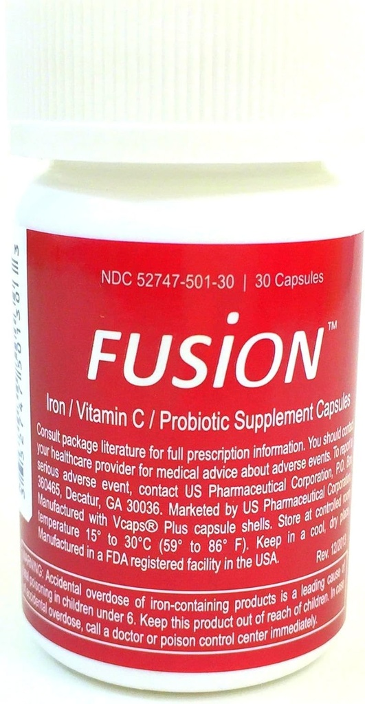 Iron de Fusion suplementari - 65 mg Ferumiós Fumage - 65 pg Polisaccharide de Ferro Boonded Probiotics i Vitamina C
