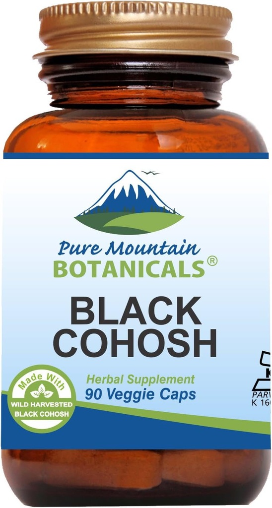 Present Mountain Botanicals Black Cohosh Capsules - 90 Kosher Vegan Caps - Now with 500mg Wild Black Cohosh Root - Natures Support for Menopause