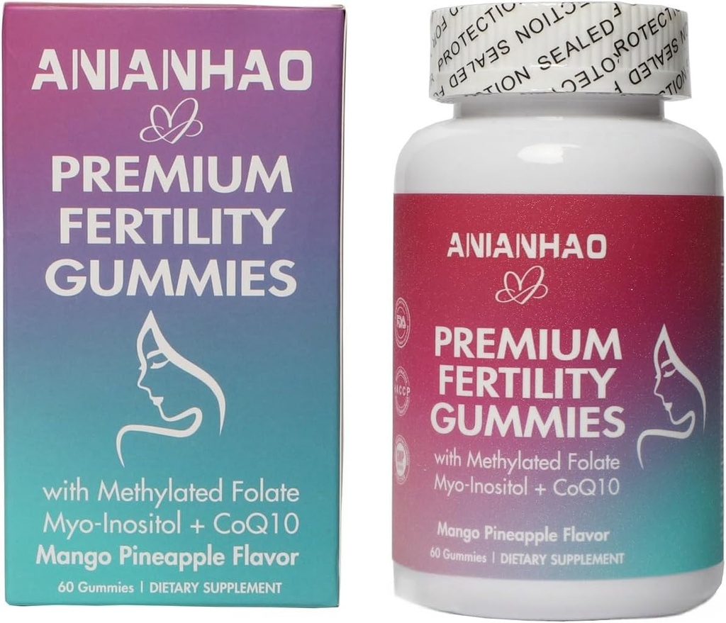 Premium Fertility Gummies for Women, Premium Feminine Balance Gummies, with Inositol, CoQ10, Folate and Vitamins, Support Hormone Balance, Ovulation/Menstrual Cycle, 1 Month Supply