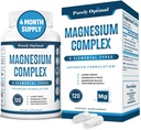 Purely Optimal Magnesium Complex - 6 Forms Magnesium Glycinate, Citrate & Malate - Sleep Support, Stress Relief, Muscles, Heart Health & Relaxation - Magnesium Supplement för kvinnor och män, 120 Caps